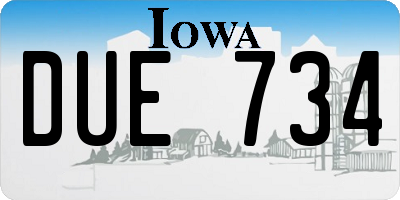 IA license plate DUE734