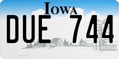 IA license plate DUE744