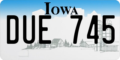 IA license plate DUE745