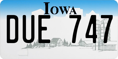 IA license plate DUE747