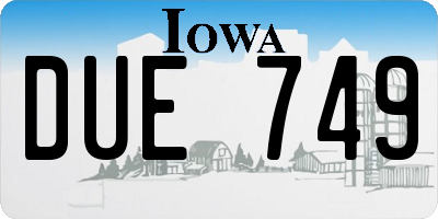IA license plate DUE749