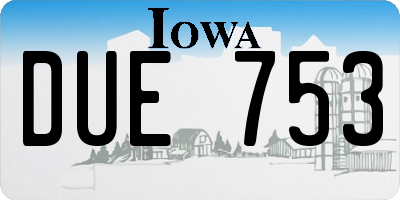 IA license plate DUE753