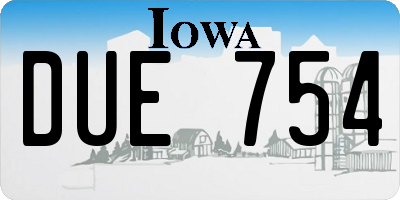 IA license plate DUE754