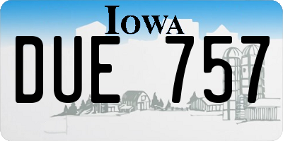 IA license plate DUE757