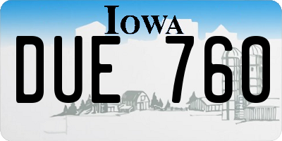 IA license plate DUE760