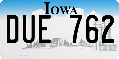 IA license plate DUE762