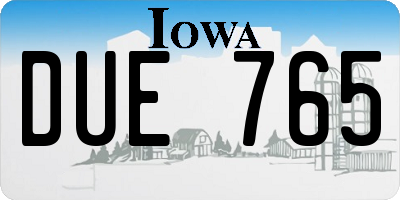 IA license plate DUE765