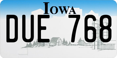 IA license plate DUE768
