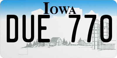 IA license plate DUE770