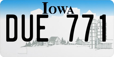 IA license plate DUE771
