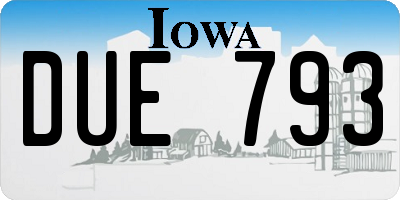 IA license plate DUE793