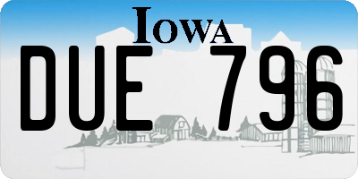 IA license plate DUE796
