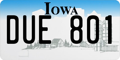 IA license plate DUE801