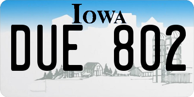 IA license plate DUE802