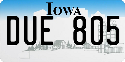 IA license plate DUE805
