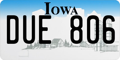 IA license plate DUE806