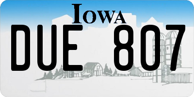IA license plate DUE807