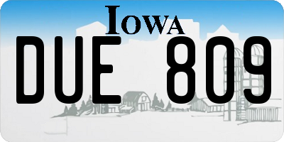 IA license plate DUE809