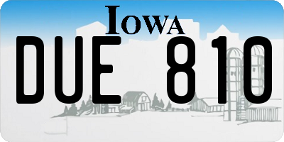 IA license plate DUE810