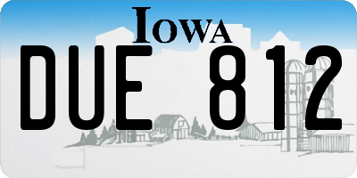 IA license plate DUE812