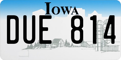 IA license plate DUE814