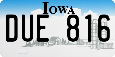 IA license plate DUE816