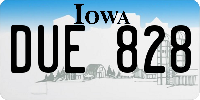 IA license plate DUE828