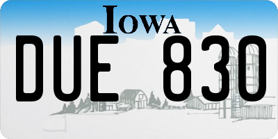 IA license plate DUE830