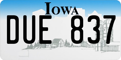 IA license plate DUE837