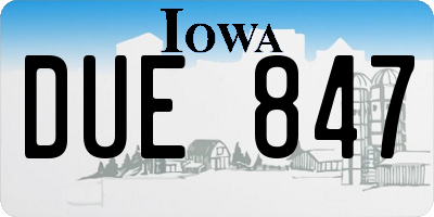 IA license plate DUE847