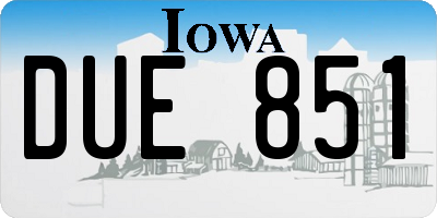 IA license plate DUE851