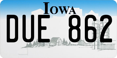 IA license plate DUE862