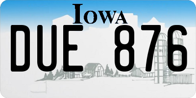 IA license plate DUE876