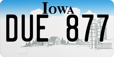 IA license plate DUE877