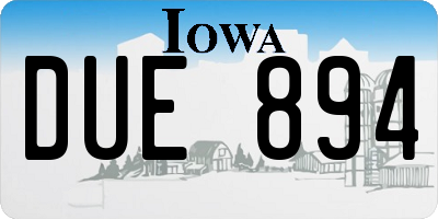IA license plate DUE894