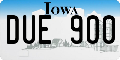 IA license plate DUE900