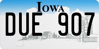 IA license plate DUE907