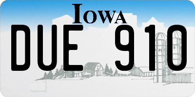 IA license plate DUE910