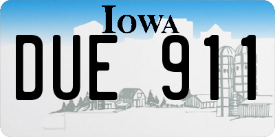 IA license plate DUE911