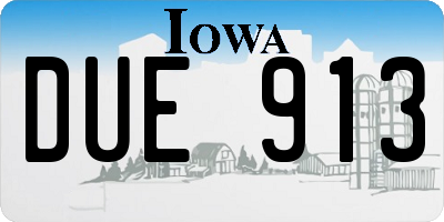 IA license plate DUE913