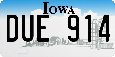 IA license plate DUE914