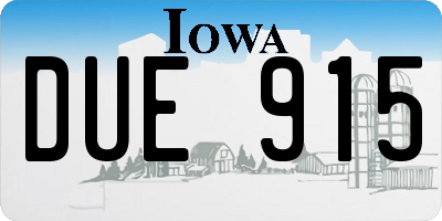 IA license plate DUE915