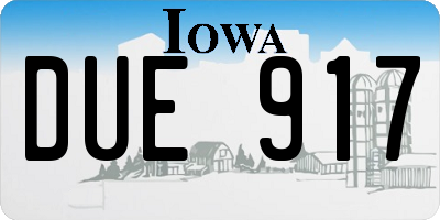 IA license plate DUE917