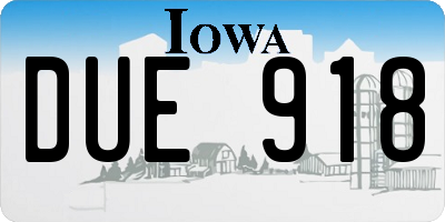 IA license plate DUE918