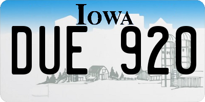 IA license plate DUE920
