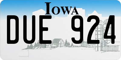 IA license plate DUE924
