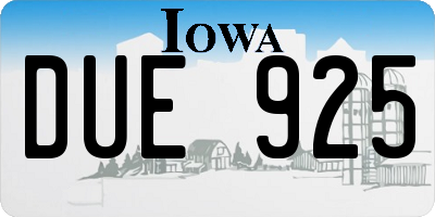 IA license plate DUE925