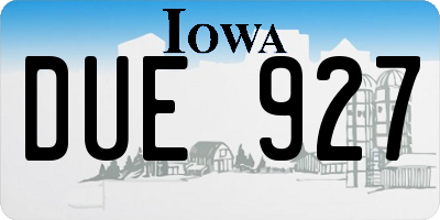 IA license plate DUE927