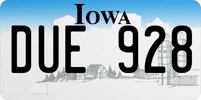 IA license plate DUE928