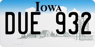 IA license plate DUE932